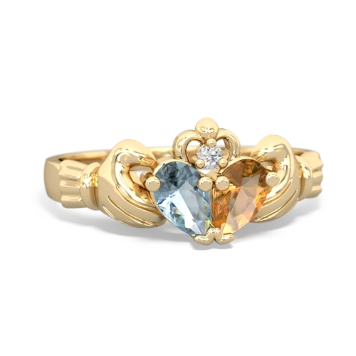 aquamarine-citrine claddagh ring