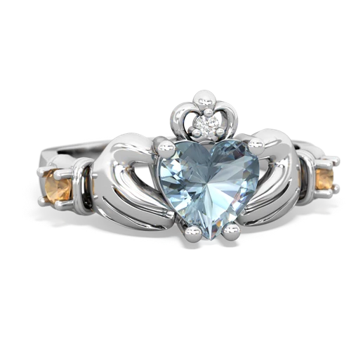 Aquamarine Genuine Aquamarine with Genuine Citrine and  Claddagh ring Ring