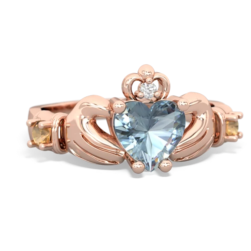 aquamarine-citrine claddagh ring