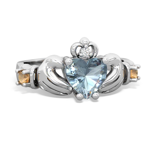 aquamarine-citrine claddagh ring