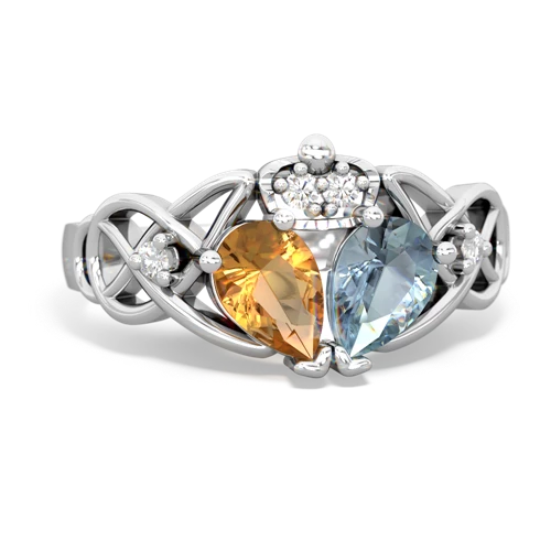 aquamarine-citrine claddagh ring