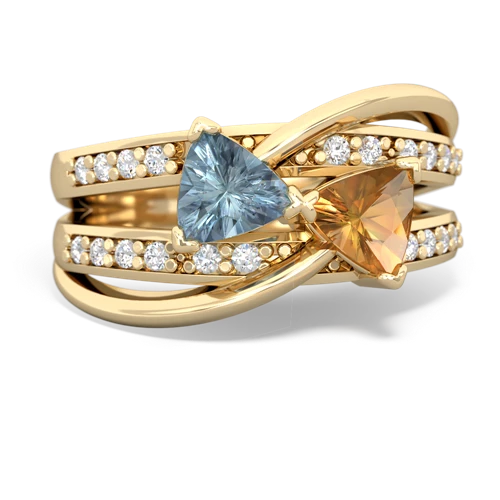 Aquamarine Genuine Aquamarine with Genuine Citrine Bowtie ring Ring