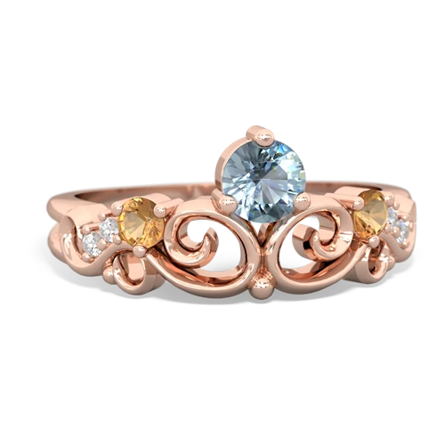 Genuine Aquamarine with Genuine Citrine and Lab Created Pink Sapphire Crown Keepsake ring
