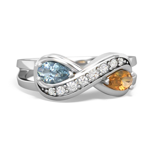 aquamarine-citrine diamond infinity ring