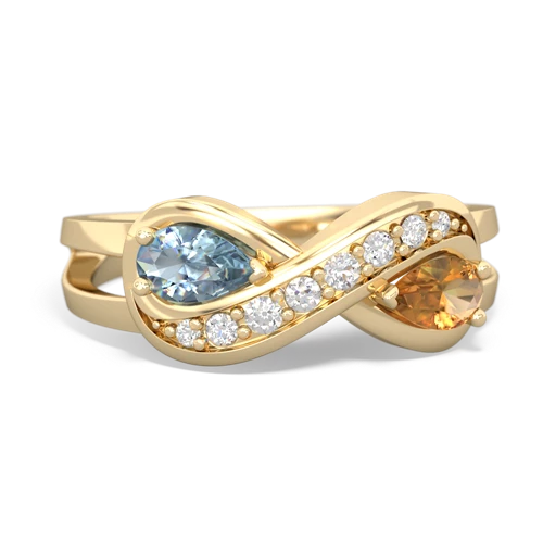 Aquamarine Genuine Aquamarine with Genuine Citrine Diamond Infinity ring Ring