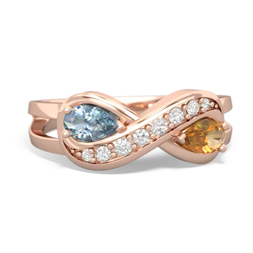 aquamarine-citrine diamond infinity ring