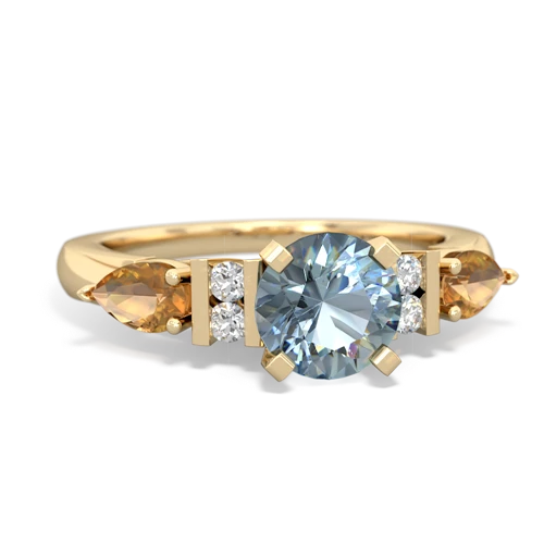 Aquamarine Genuine Aquamarine with Genuine Citrine and Lab Created Emerald Engagement ring Ring