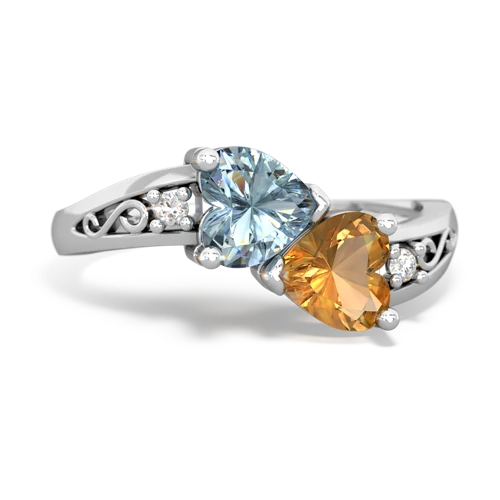 aquamarine-citrine filligree ring