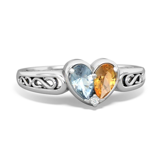 aquamarine-citrine filligree ring