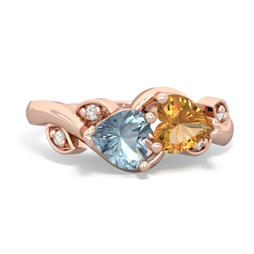 aquamarine-citrine floral keepsake ring