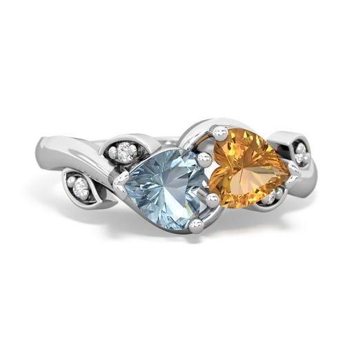 aquamarine-citrine floral keepsake ring