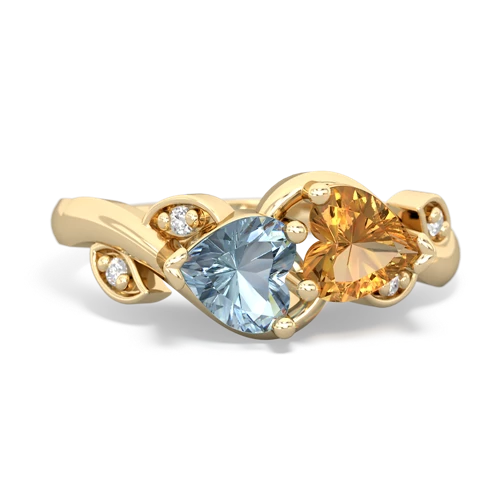 aquamarine-citrine floral keepsake ring