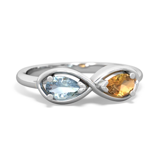Aquamarine Genuine Aquamarine with Genuine Citrine Infinity ring Ring