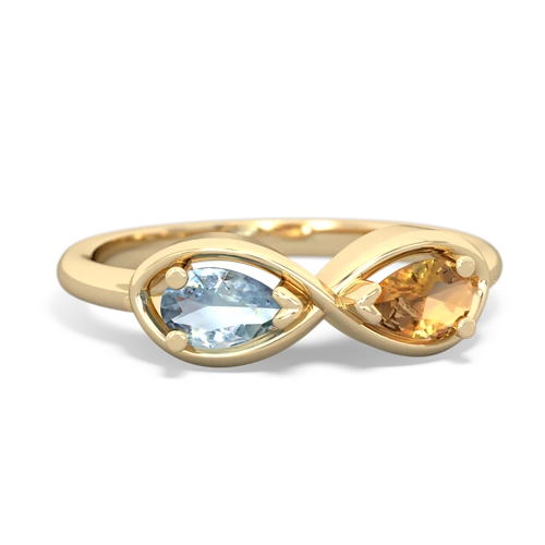 aquamarine-citrine infinity ring