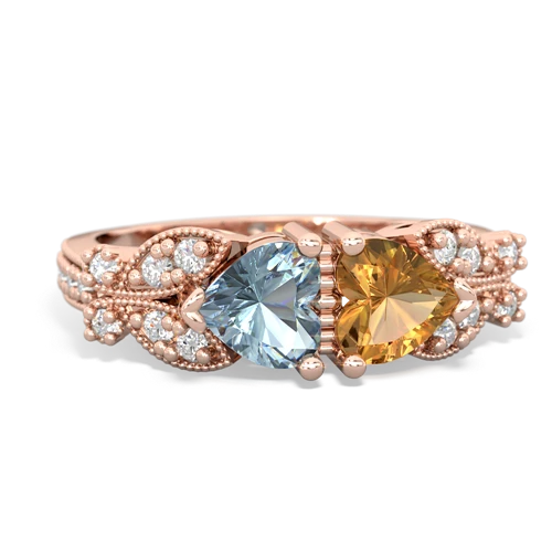 aquamarine-citrine keepsake butterfly ring