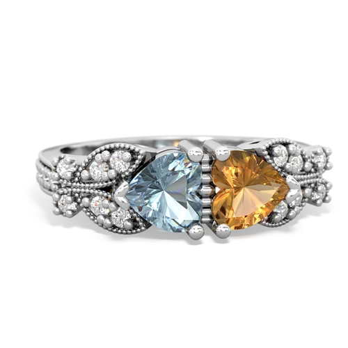 aquamarine-citrine keepsake butterfly ring