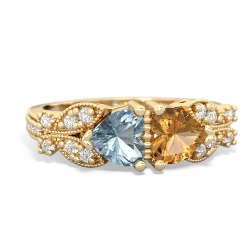 aquamarine-citrine keepsake butterfly ring