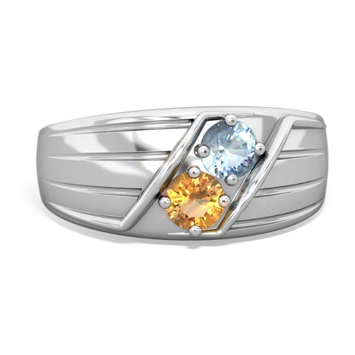 aquamarine-citrine mens ring