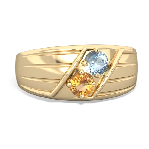 aquamarine-citrine mens ring