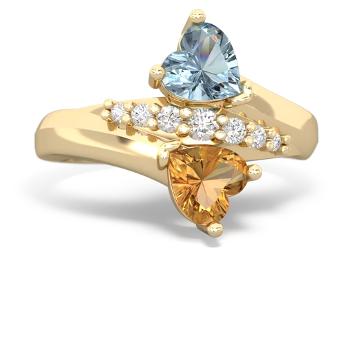 aquamarine-citrine modern ring