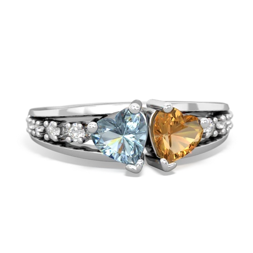 aquamarine-citrine modern ring