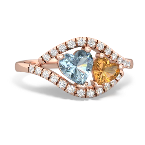 aquamarine-citrine mother child ring