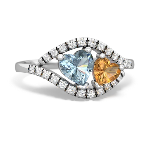 aquamarine-citrine mother child ring