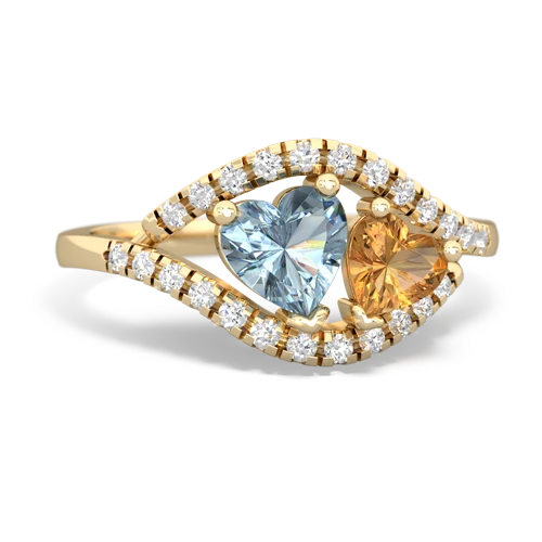 aquamarine-citrine mother child ring