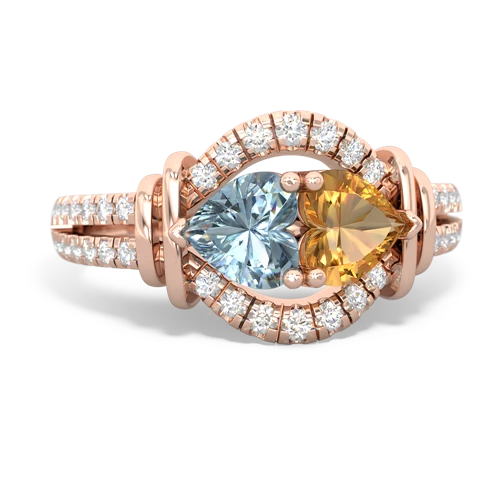 aquamarine-citrine pave keepsake ring