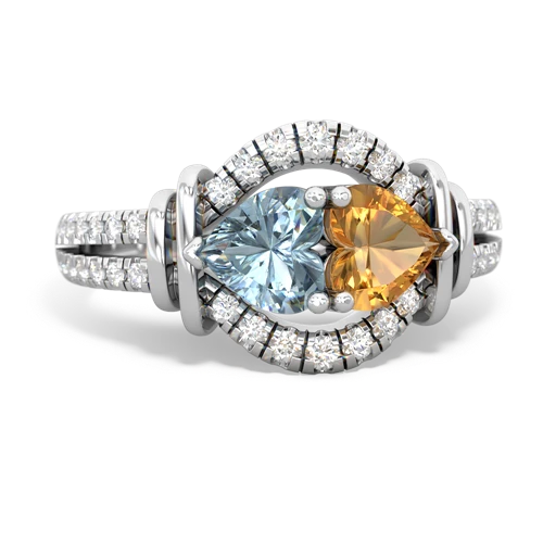 aquamarine-citrine pave keepsake ring