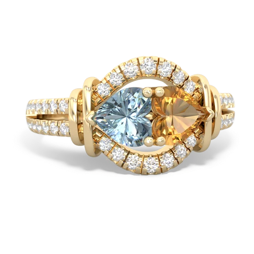 aquamarine-citrine pave keepsake ring