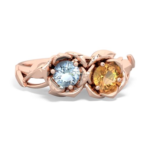 Aquamarine Genuine Aquamarine with Genuine Citrine Rose Garden ring Ring