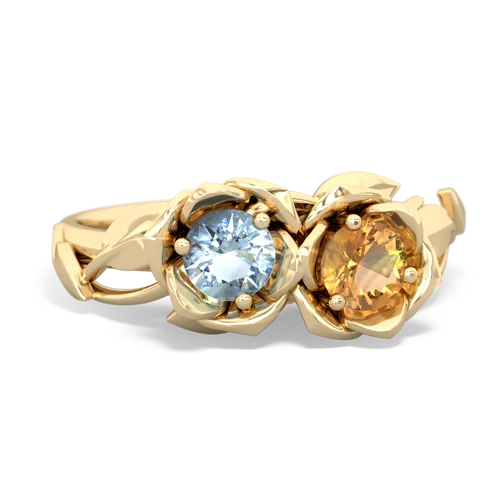 aquamarine-citrine roses ring