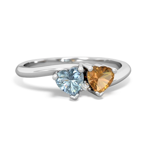 Aquamarine Genuine Aquamarine with Genuine Citrine Sweetheart's Promise ring Ring