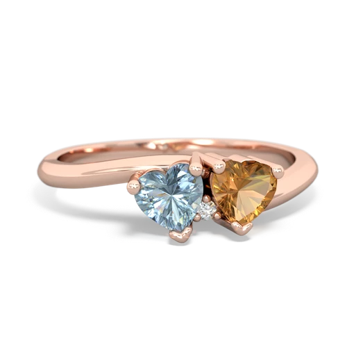 aquamarine-citrine sweethearts promise ring