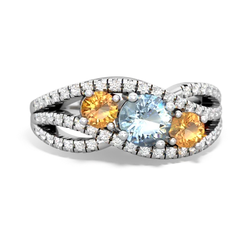 aquamarine-citrine three stone pave ring