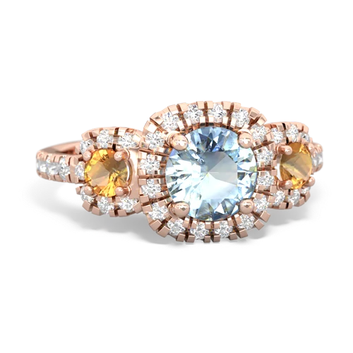 aquamarine-citrine three stone regal ring