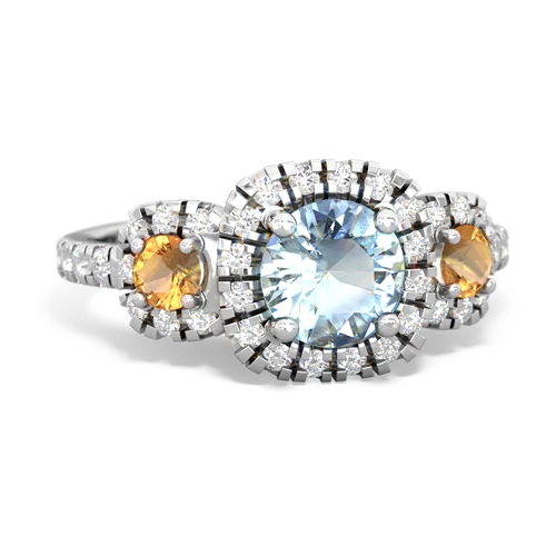 aquamarine-citrine three stone regal ring