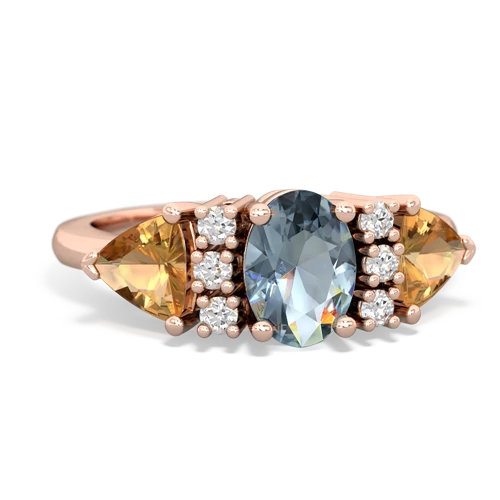 Aquamarine Genuine Aquamarine with Genuine Citrine and Genuine Black Onyx Antique Style Three Stone ring Ring