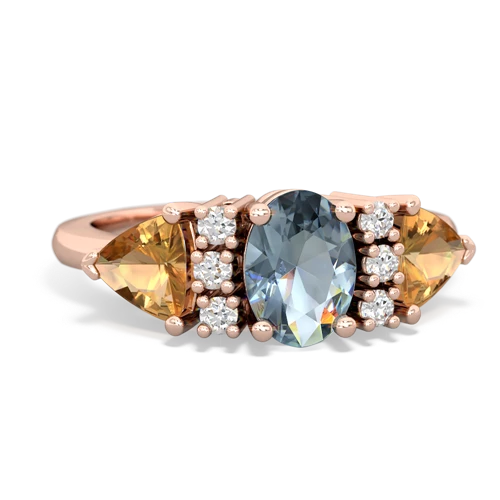 Genuine Aquamarine with Genuine Citrine and Genuine London Blue Topaz Antique Style Three Stone ring