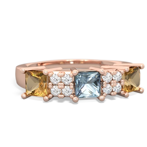 Genuine Aquamarine with Genuine Citrine and Lab Created Pink Sapphire Three Stone ring