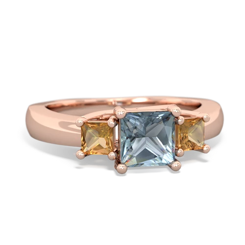 Aquamarine Genuine Aquamarine with Genuine Citrine and Lab Created Emerald Three Stone Trellis ring Ring