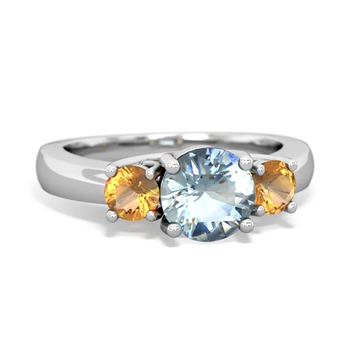 Aquamarine Genuine Aquamarine with Genuine Citrine and Genuine Ruby Three Stone Trellis ring Ring