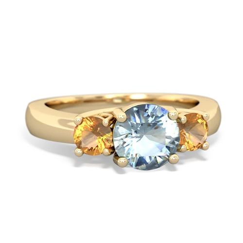 Aquamarine Genuine Aquamarine with Genuine Citrine and  Three Stone Trellis ring Ring