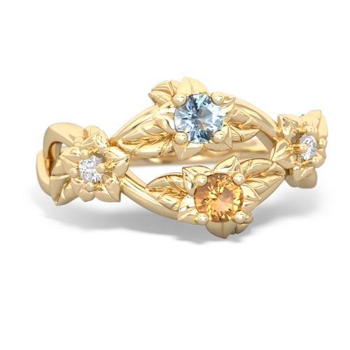 Aquamarine Genuine Aquamarine with Genuine Citrine Sparkling Bouquet ring Ring