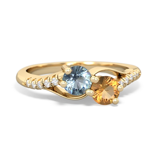 Aquamarine Genuine Aquamarine with Genuine Citrine Two Stone Infinity ring Ring