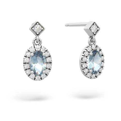 aquamarine halo drop earrings