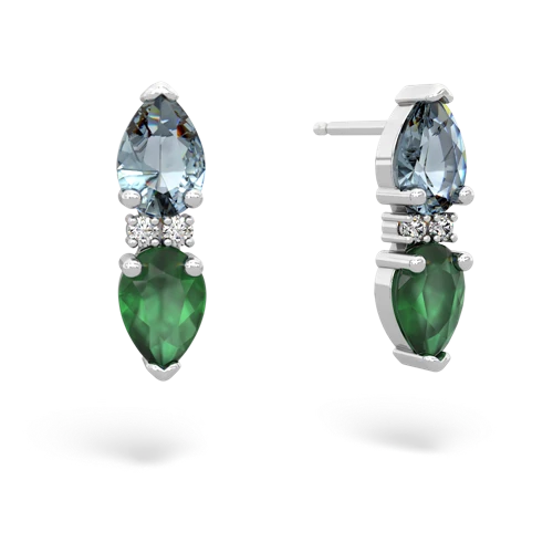 aquamarine-emerald bowtie earrings