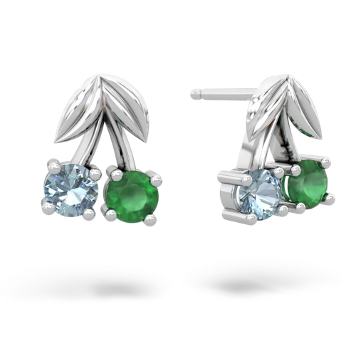 aquamarine-emerald cherries earrings