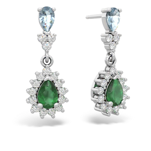 aquamarine-emerald dangle earrings